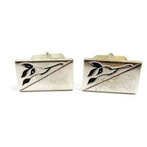 Anson Floral Branch Cufflinks Vintage Sterling Silver 925 Patina Tux Shirt Dress